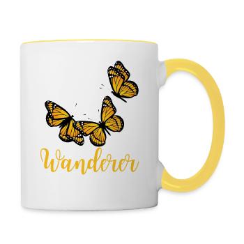 Hikers - Monarch Butterflies - Lepidoptera - Contrasting Mug - white/yellow - Right