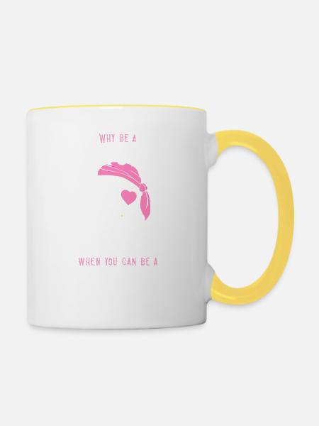 Warum eine Prinzessin sein, wenn man ein Pirat sein kann! Ahoi - Tasse zweifarbig - Weiß/Gelb