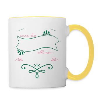 blague geek femme une femme endroit génial drôle - Mug contrasté - blanc/jaune - Droite