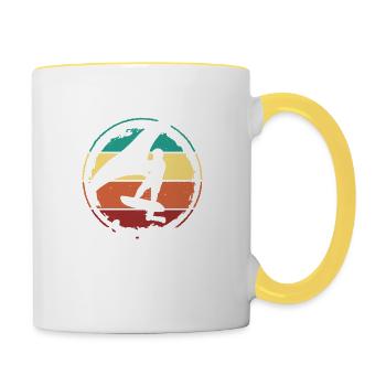 Wing Foiling Surf Surfing Surfer Wingsurfer - Contrasting Mug - white/yellow - Right