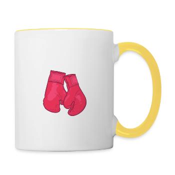 Boxing is my therapy Sparring sport - Contrasting Mug - white/yellow - Right