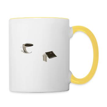 Jesus Kaffee und Camping Liebhaber Christian - Tasse zweifarbig - Weiß/Gelb - Rechts