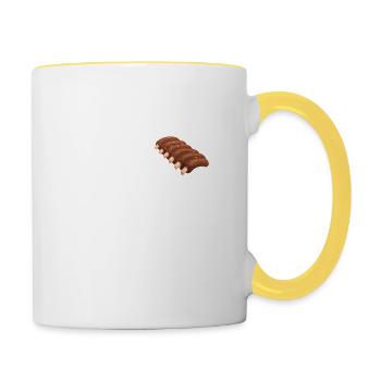 Ich bin nur wegen der BBQ-Rippchen hier Lustiger - Tasse zweifarbig - Weiß/Gelb - Rechts
