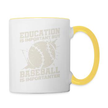 Bildung Ist Wichtig, Aber Sport Baseballer - Tasse zweifarbig - Weiß/Gelb - Rechts