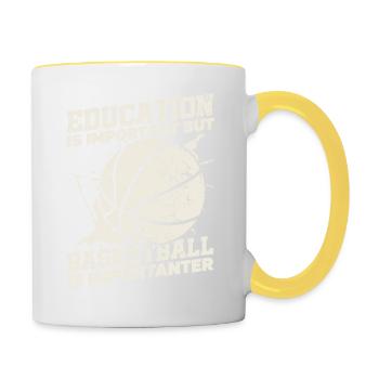 Bildung Ist Wichtig, Aber Sportball Basketball - Tasse zweifarbig - Weiß/Gelb - Rechts