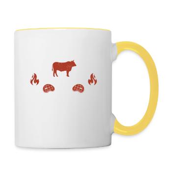 Body By Brisket Funny BBQ Lover Smoker Grilling - Contrasting Mug - white/yellow - Right