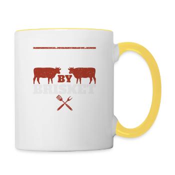 Body By Brisket Funny BBQ Lover Smoker Grilling - Contrasting Mug - white/yellow - Right
