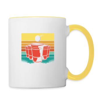 Platz da die Legende wirft Trinkspiel Beerpong - Tasse zweifarbig - Weiß/Gelb - Rechts