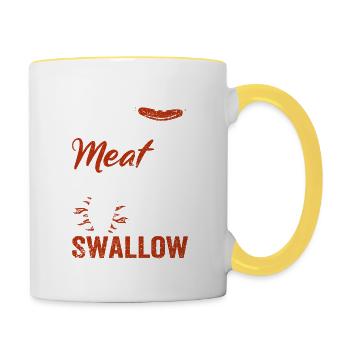 Once You Put My Meat In Your Mouth Funny BBQ - Contrasting Mug - white/yellow - Right