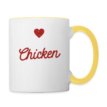 J’adore le poulet frit Funny Food Food BBQ - Mug contrasté - blanc/jaune - Droite