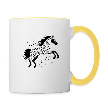 Wildes Springpferd springt - Tasse zweifarbig - Weiß/Gelb - Rechts