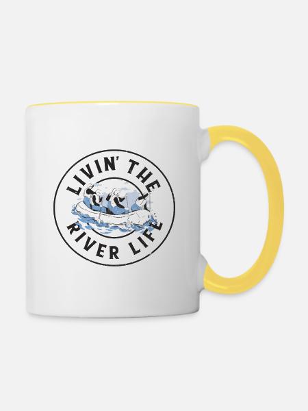 Fluss Rafting - Tasse zweifarbig - Weiß/Gelb