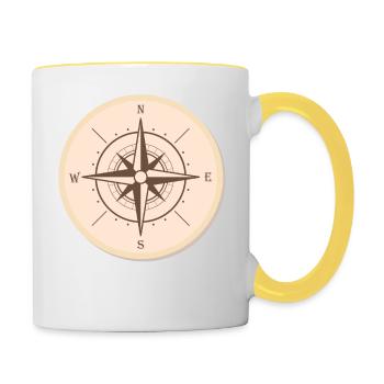 The compass rose finally compasses to indicate the North - Contrasting Mug - white/yellow - Right