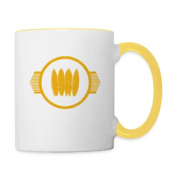 Will Surf For Tacos Fun Wakesurf Mexicain - Mug contrasté - blanc/jaune - Droite