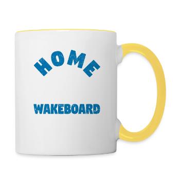 La maison est l’endroit où mon wakeboard est drôle wakeboard - Mug contrasté - blanc/jaune - Droite