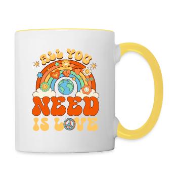Groovy All You Need Is Love Rainbow - Contrasting Mug - white/yellow - Right