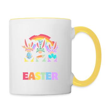 Hoppy Easter - Gnome Easter Eggs - Contrasting Mug - white/yellow - Right