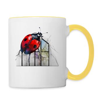 Ladybug Art Gift Insects Animal - Contrasting Mug - white/yellow - Right