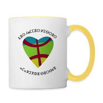 kabyle T-shirt graffiti Le Printemps berbère - Mug contrasté - blanc/jaune - Droite