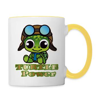 Turtle Power - Tasse zweifarbig - Weiß/Gelb - Rechts
