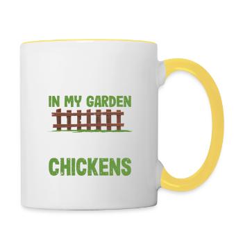 Ich möchte nur in meinem Garten arbeiten und mit - Tasse zweifarbig - Weiß/Gelb - Rechts