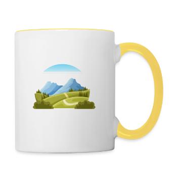 His Mercies Are New Each Morning Nature Mountains God - Contrasting Mug - white/yellow - Right