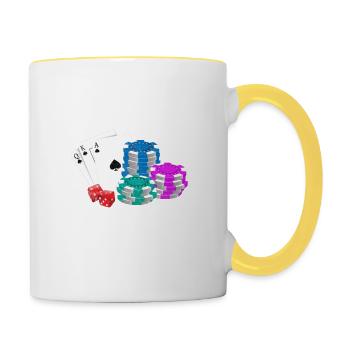 Tais-toi et distribue un joueur de poker - Mug contrasté - blanc/jaune - Droite