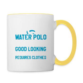 I play water polo sportsman water sports enthusiast - Contrasting Mug - white/yellow - Right