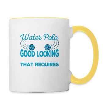 I play water polo sportsman water sports enthusiast - Contrasting Mug - white/yellow - Right