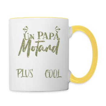 Je suis un Papa Motard Humour Moto Drole Motoriste - Mug contrasté - blanc/jaune - Droite