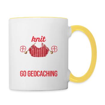 Manche Omas stricken Echte Omas gehen Geocaching - Tasse zweifarbig - Weiß/Gelb - Rechts