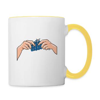 Life Is Better With Knitting - Tasse zweifarbig - Weiß/Gelb - Rechts