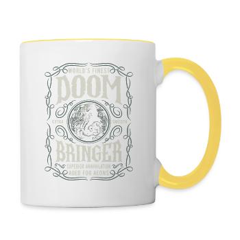 Cthulhu Worlds Finest Doom Bringer, Cosmic Horror - Tasse zweifarbig - Weiß/Gelb - Rechts