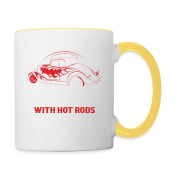 All The Cool Kids Have Papas With Hot Rods Chrome - Contrasting Mug - white/yellow - Right