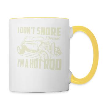 Je ne ronfle pas Je rêve que je suis un classique du hot rod rétro - Mug contrasté - blanc/jaune - Droite