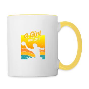 Never underestimate a girl who plays water polo - Contrasting Mug - white/yellow - Right