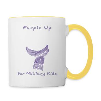 Lila für Militärkinder mit niedlicher Chonk-Katze - Tasse zweifarbig - Weiß/Gelb - Rechts