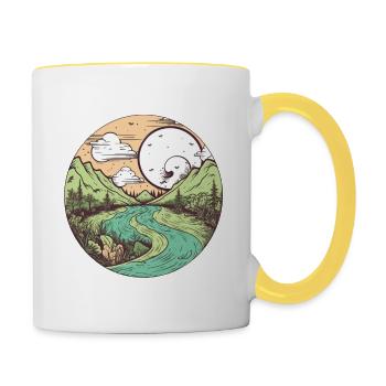 nature merveilleuse - Mug contrasté - blanc/jaune - Droite
