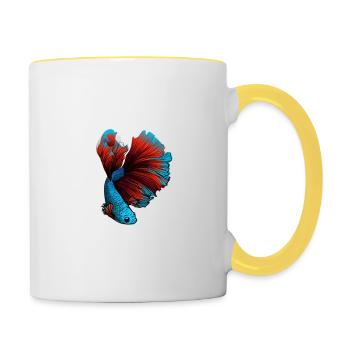 Fish Make Life Betta Aquarium Owner Fish Keeping - Tasse zweifarbig - Weiß/Gelb - Rechts