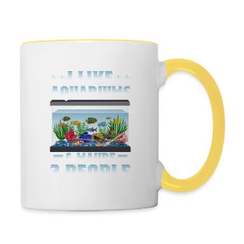 J’aime les aquariums et peut-être 3 personnes qui gardent des poissons - Mug contrasté - blanc/jaune - Droite