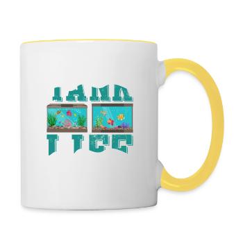 Tank Life Fish Keeping Aquarium Owner - Contrasting Mug - white/yellow - Right