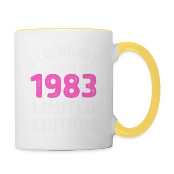 Geboren 1983, Legende seitdem - Tasse zweifarbig - Weiß/Gelb - Rechts
