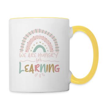 We are hungry for learning rainbow students - Contrasting Mug - white/yellow - Right