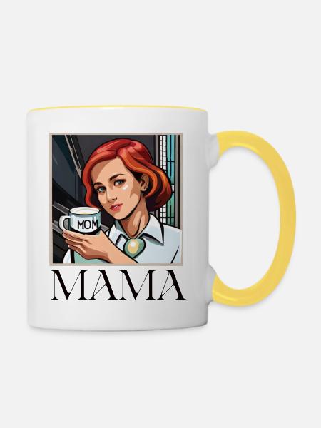 Mum - Tasse zweifarbig - Weiß/Gelb