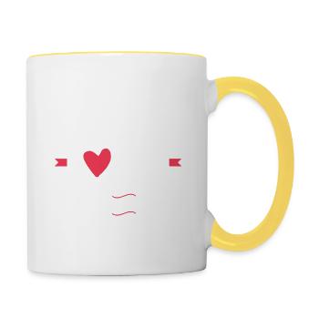 Jésus nous aime, toi et moi, la foi chrétienne - Mug contrasté - blanc/jaune - Droite