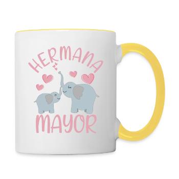 Niñas Dulce Eléphant Futura Hermana Mayor - Mug contrasté - blanc/jaune - Droite
