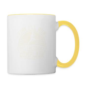 Très bien, je vais courir mais je vais me plaindre de tout Tim - Mug contrasté - blanc/jaune - Droite