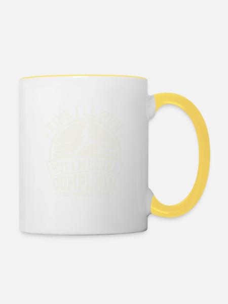 Fine I'll Run But I'm Gonna Complain The Whole Tim - Tasse zweifarbig - Weiß/Gelb