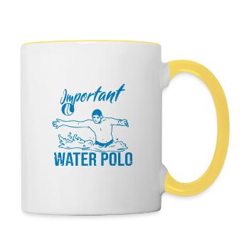 Education is important, but water polo is more important - Contrasting Mug - white/yellow - Right