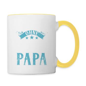 Superhelden ohne Umhang nennt man Papa Design - Tasse zweifarbig - Weiß/Gelb - Rechts